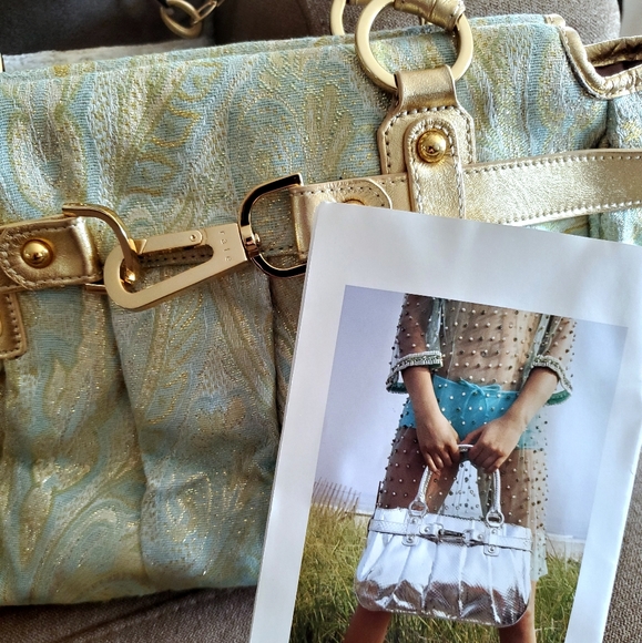 💯 Rafe of New York Seafoam & Gold Satchel - Picture 2 of 12